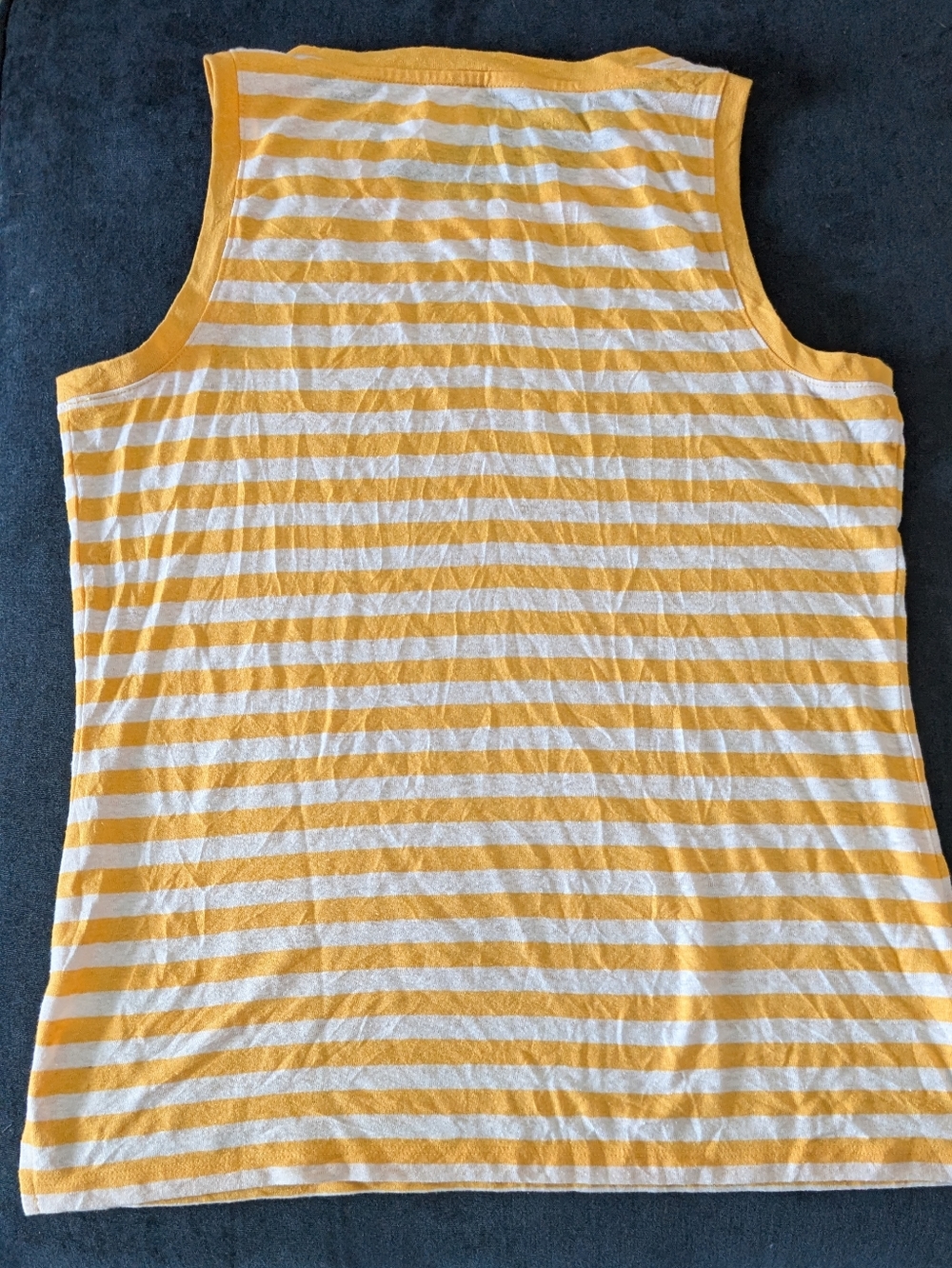 NWOT! Talbots Yellow & White Stripped Linen Blend Tank Top Size M - Picture 3 of 3